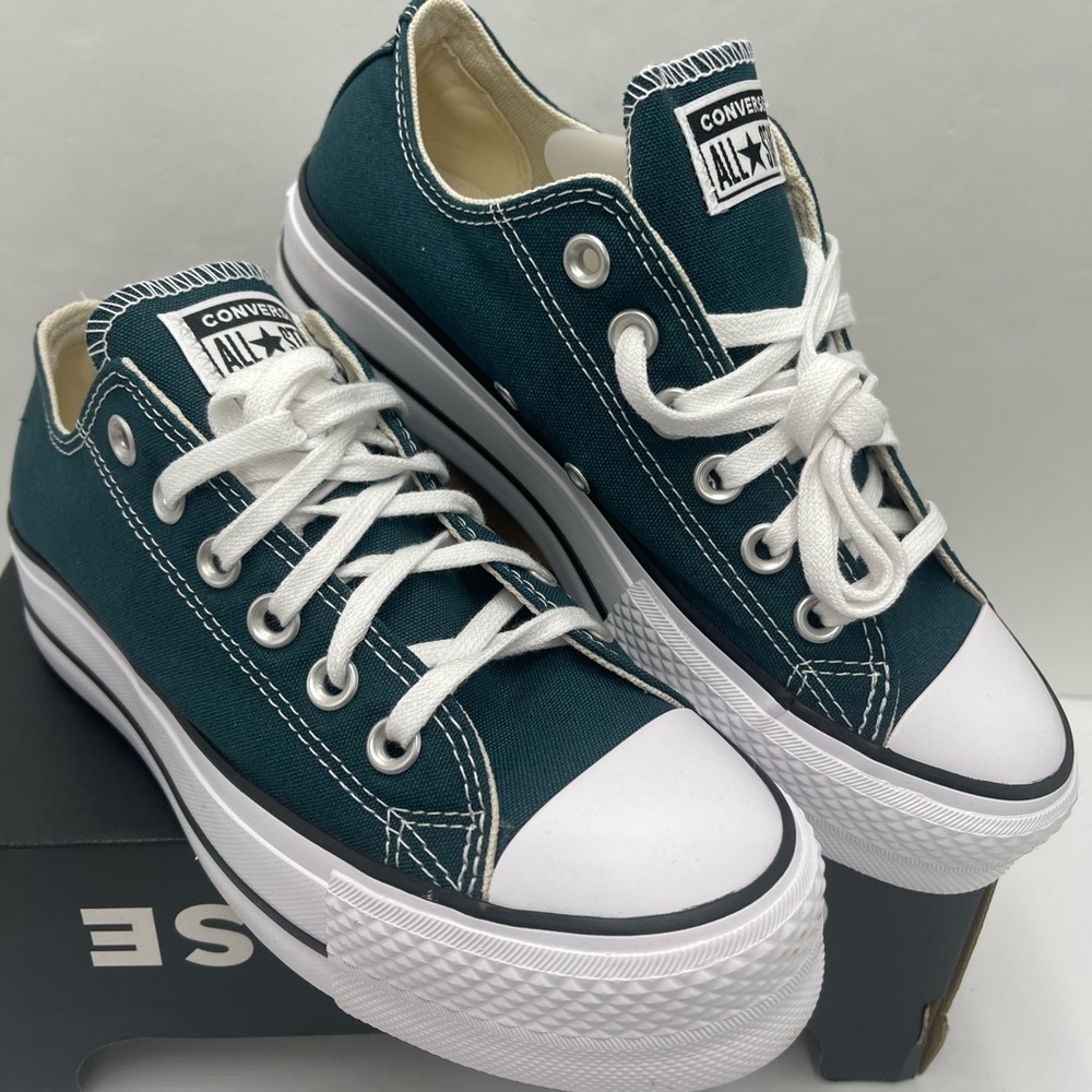 Converse Women's CTAS LIFT OX
DARKLY JADED/WHITE/BLACK Canvas Platform Sneakers - Picture 8 of 16